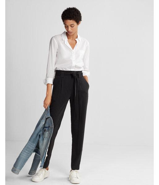 Express High Waisted Ticking Stripe Sash Waist Ankle Pant