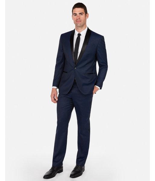 Express Mens Classic Navy Dobby Wool Blend Tuxedo Pant