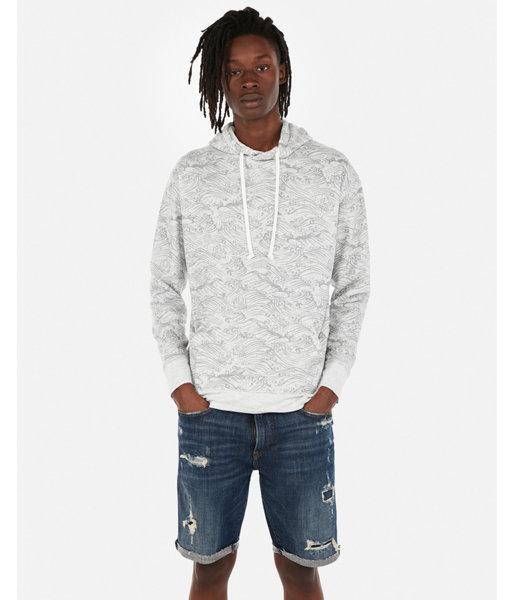 Express Mens Ocean Print Drop Shoulder Hoodie