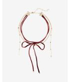 Express Womens Burgundy Velvet And Gold Wrap Chain Choker Necklace