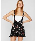 Express Womens Print Ruffle Hem Overall