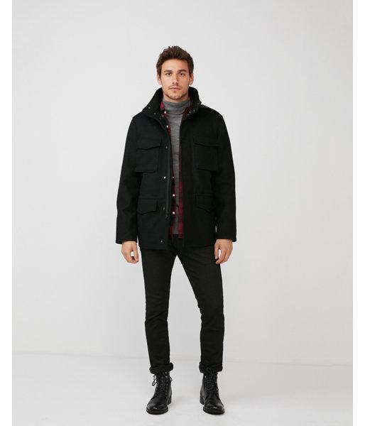 Express Mens Four Pocket Convertible Recycled Wool Coat