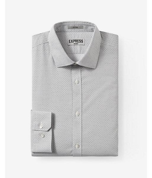 Express Mens Fitted Micro Geo Print Non-iron Dress