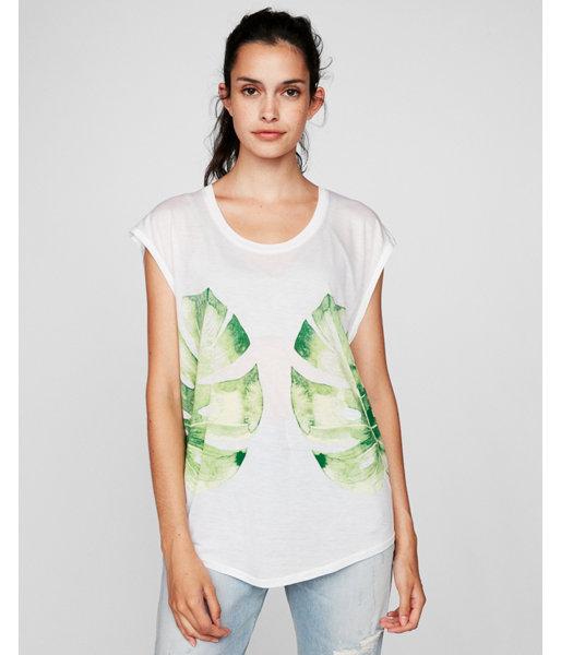 Express Womens Tropical Leaves Dolman