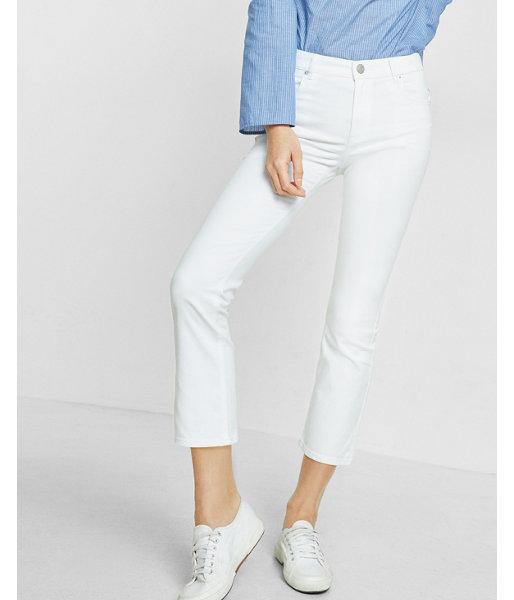 Express Womens White High Waisted Bell Cropped Jeans