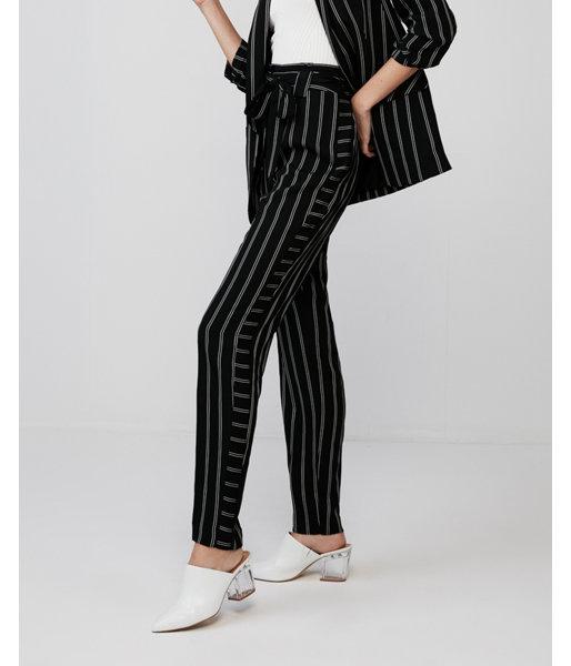 Express Womens Petite High Waisted Striped Tie Front Ankle Pant