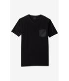 Express Men's Tees Black V-neck (minus The) Leather Pocket T-shirt