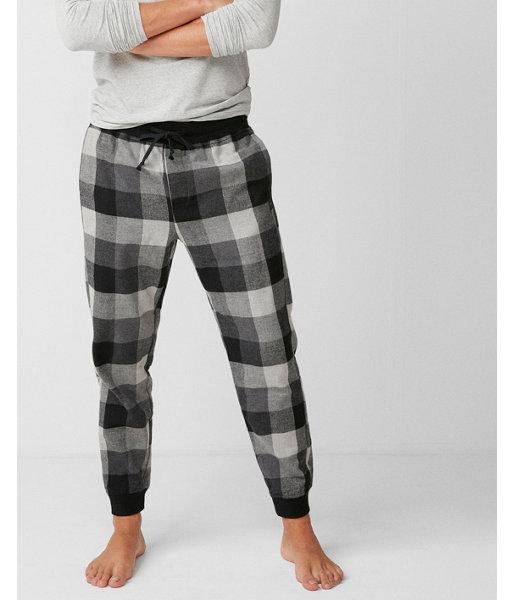 Express Mens Gray Checkered Cotton Jogger Pant
