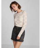 Express Brushed Lace Crew Neck Tee