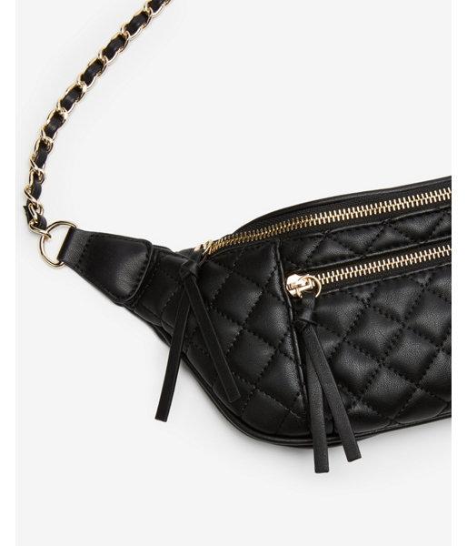 Express Womens Chain Strap Quilted Belt Bag