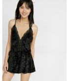 Express Womens Express One Eleven Lace Inset Velvet Romper