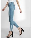 Express Mid Rise Contrast Zipper Ankle Jean