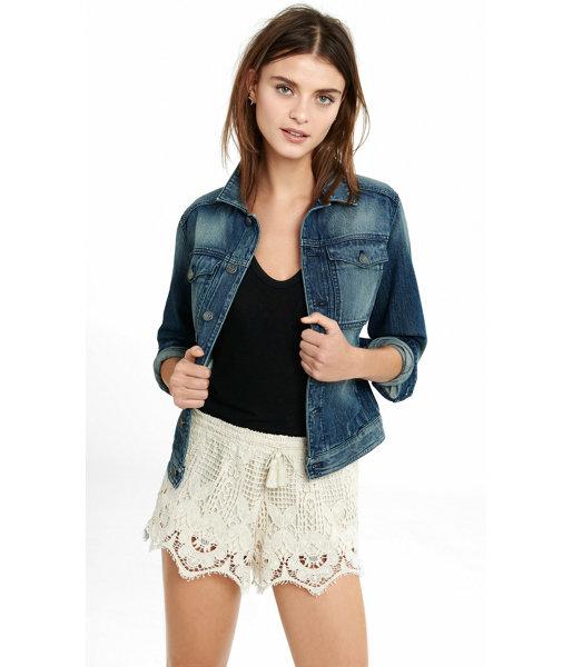 Express Women's Shorts Ivory Crocheted Tassel
