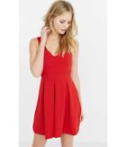 Express Women's Dresses Red Scalloped Fit And Flare Dress
