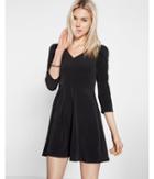 Express Womens Puffed Shoulder Fit And Flare Dress