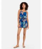 Express Womens Tropical Tie Front Flounce Romper
