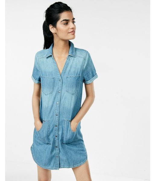 Express Petite Short Sleeve Denim