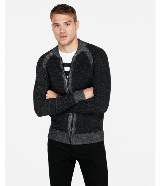 Express Mens Marled Zip Front Cardigan