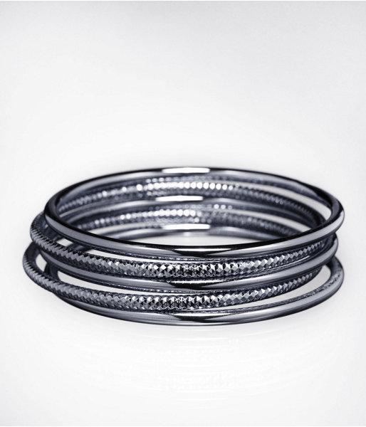 Womens Mixed Texture Bangles Hematite