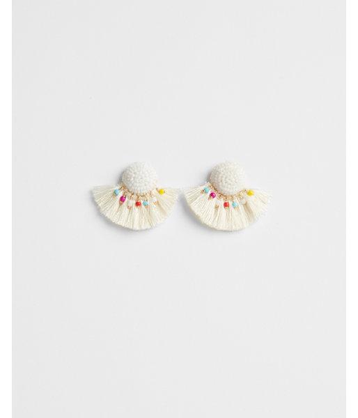 Express Womens Beaded Mini Fringe Statement Earrings