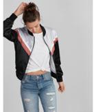 Express Color Block Chevron Bomber Jacket