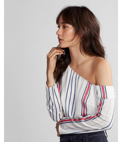 Express Striped One Shoulder Blouse