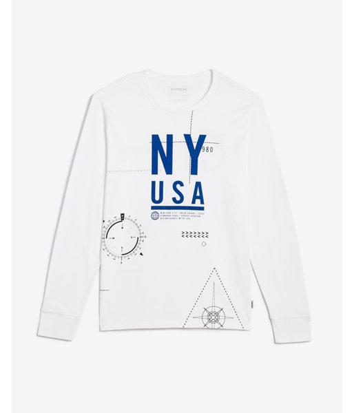 Express Mens Ny Usa Long Sleeve Graphic Tee