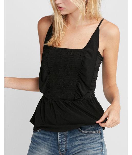 Express Smocked Ruffle Peplum Cami