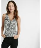 Express Womens Lace Print Zip Front Tank