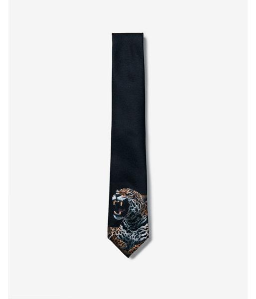 Express Mens Narrow Leopard Panel Tie
