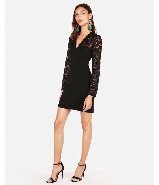 Express Womens Lace Yoke  Dress