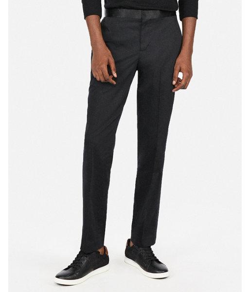 Express Mens Slim Black Satin Accent Cotton Sateen Tuxedo Pant