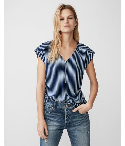 Express Womens Striped Zip Front Gramercy Tee