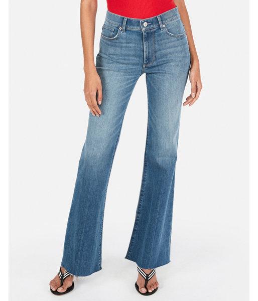 Express Womens High Waisted Raw Hem Flare