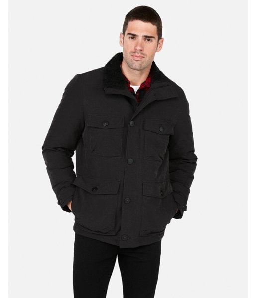 Express Mens Solid Sherpa Field Jacket