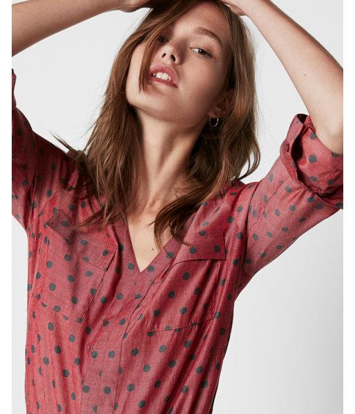 Express Womens Dotted Two Pocket Popover Blouse