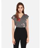 Express Womens Floral Gingham Gramercy Tee