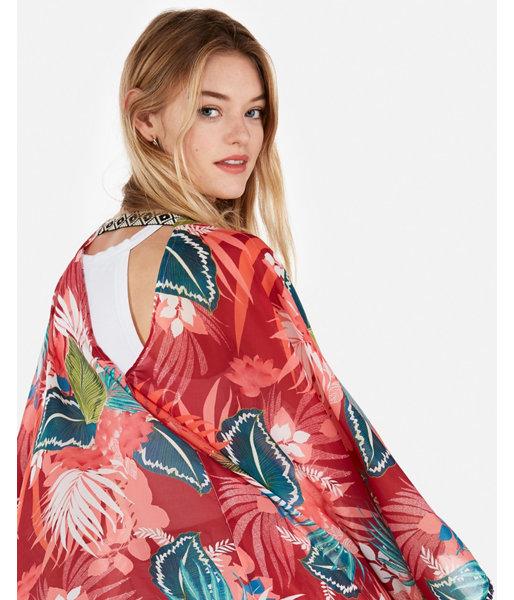 Express Womens Floral Palm Print V-back Cover-up