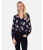 Express Womens Petite Palm Print Button Front Chelsea Popover