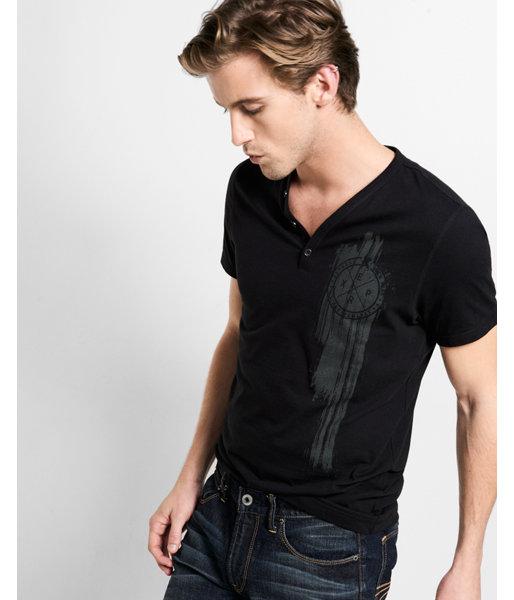 Express Mens Brushstroke Graphic Henley