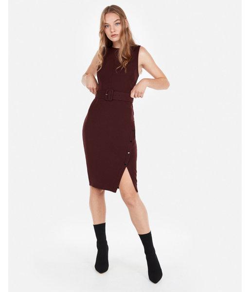 Express Womens Button Skirt Belted  Dress
