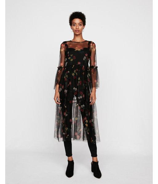 Express Womens Sheer Floral Fit And Flare