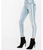 Express Womens High Waisted Striped Stretch Ankle Jean