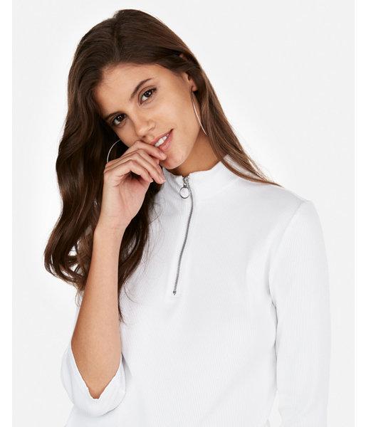 Express Womens Express One Eleven Three Quarter Zip Top