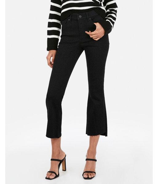 Express Womens Express Womens High Waisted Denim Perfect Stretch+ Cropped Flare Jeans