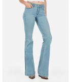 Express Womens Express Womens Mid Rise Denim Perfect Lift Light Wash Bell Flare Jeans