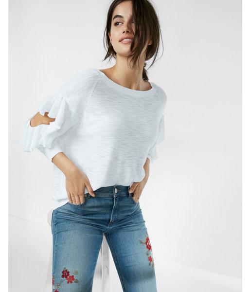 Express Cut-out Ruffle Sleeve Pullover