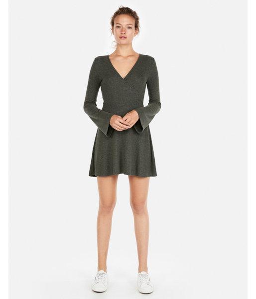 Express Womens Cozy Plush Jersey Fit And Flare Dress