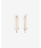 Express Womens Beaded Flower Post Back Fringe Earrings