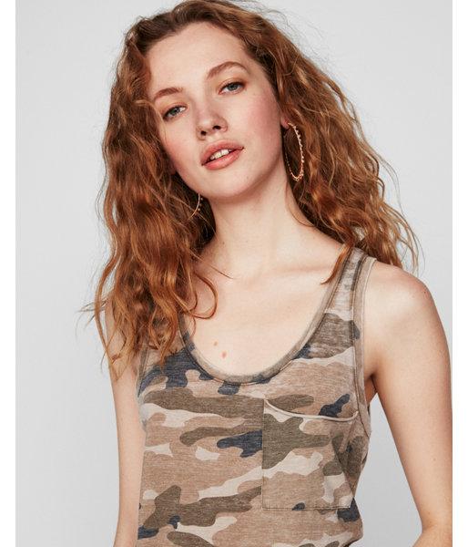 Express Womens Express One Eleven Camo Easy Pocket Tank